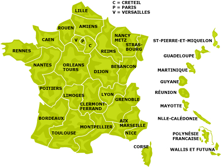 Carte des académies